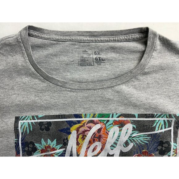 Neff Company 6XL Mens Graphic T-Shirt Gray Astro Floral Tropical Graphic Logo - Picture 4 of 8